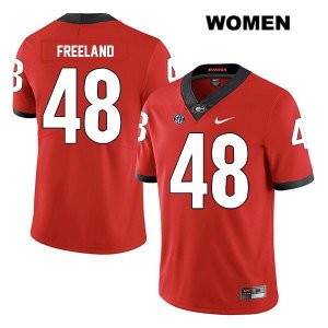 Women's Georgia Bulldogs NCAA #48 Jarrett Freeland Nike Stitched Red Legend Authentic College Football Jersey JQH1154BU